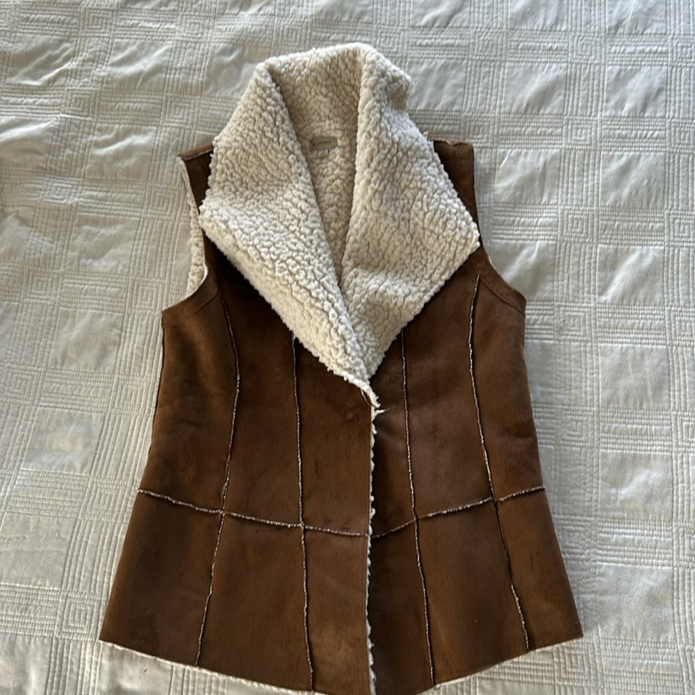 Faux suede Sherpa vest.